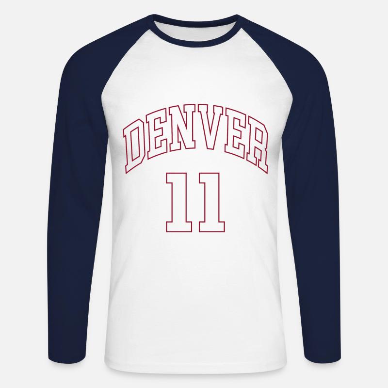 Denver 11 - Unisex Baseballshirt langarm - Weiß/Navy