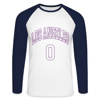 Los Angeles 0 - T-shirt baseball manches longues Homme - blanc/marine - Devant - Nik (191cm)