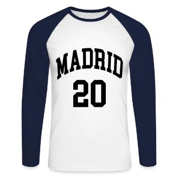 Madrid 20 - T-shirt baseball manches longues Homme - blanc/marine - Devant - Nik (191cm)