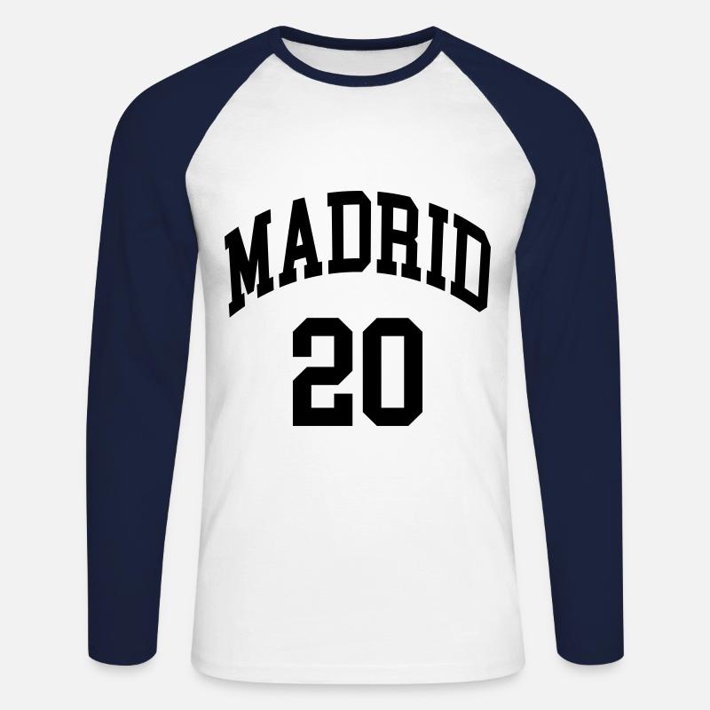 Madrid 20 - Unisex Baseballshirt langarm - Weiß/Navy