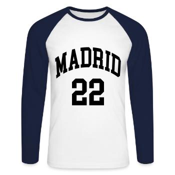 Madrid 22 - T-shirt baseball manches longues Homme - blanc/marine - Devant - Nik (191cm)