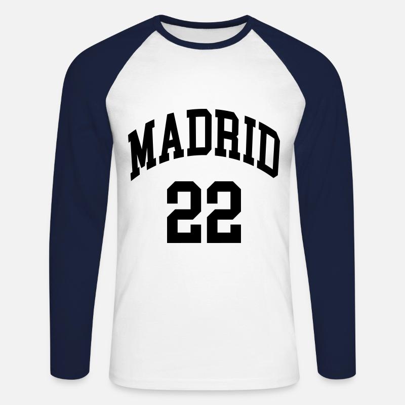 Madrid 22 - Unisex Baseballshirt langarm - Weiß/Navy