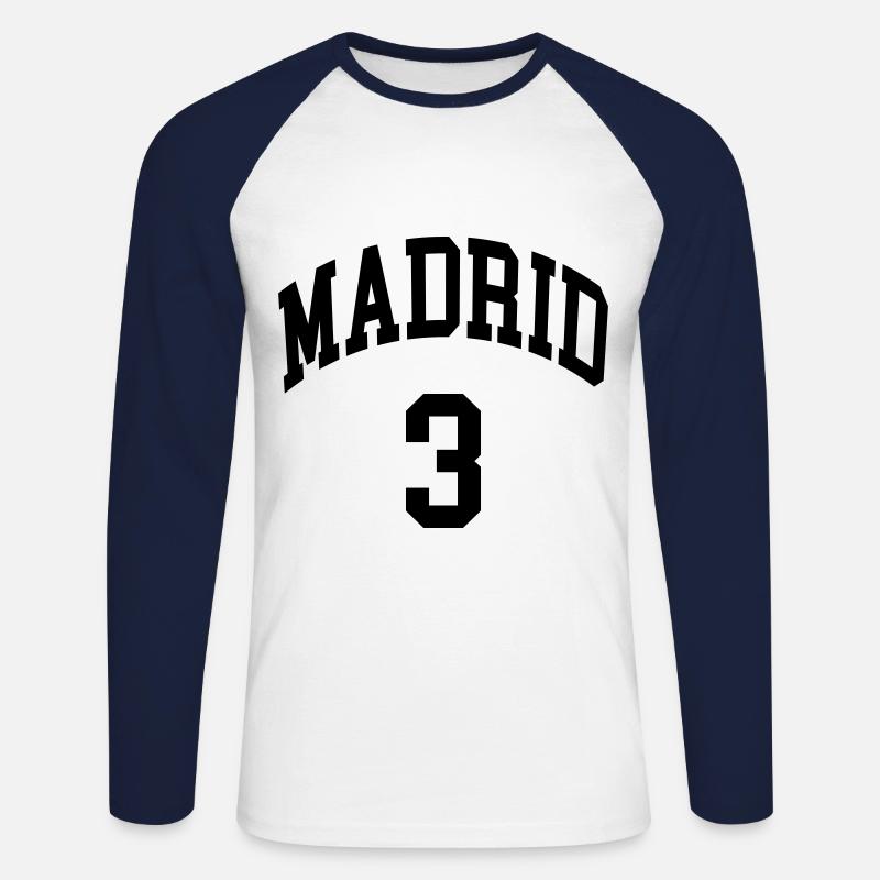 Madrid 3 - Unisex Baseballshirt langarm - Weiß/Navy
