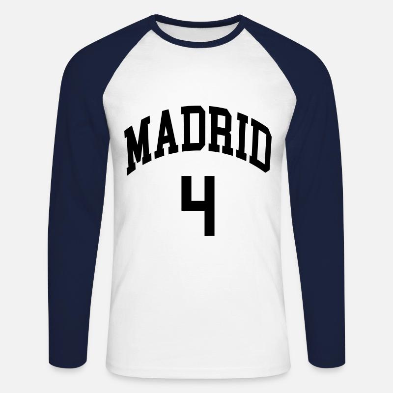 Madrid 4 - Unisex Baseballshirt langarm - Weiß/Navy