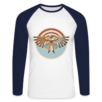 Red kite - Unisex Long Sleeve Baseball T-Shirt - white/navy - Front - Nik (191cm)