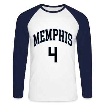 Memphis 4 - Unisex Baseballshirt langarm - Weiß/Navy - Vorne - Nik (191cm)