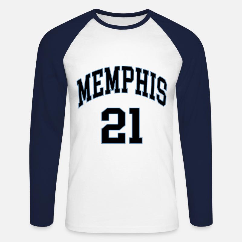 Memphis 21 - Unisex Baseballshirt langarm - Weiß/Navy