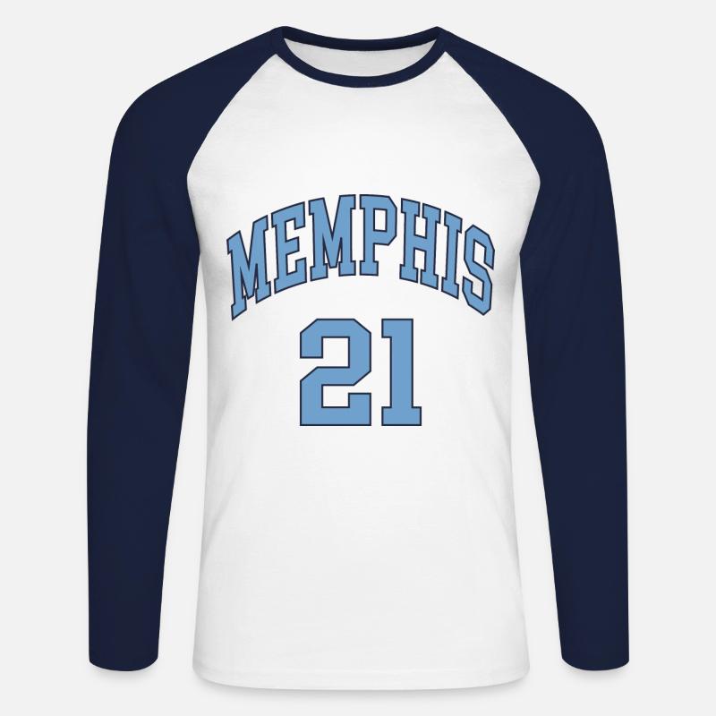 Memphis 21 - Unisex Baseballshirt langarm - Weiß/Navy
