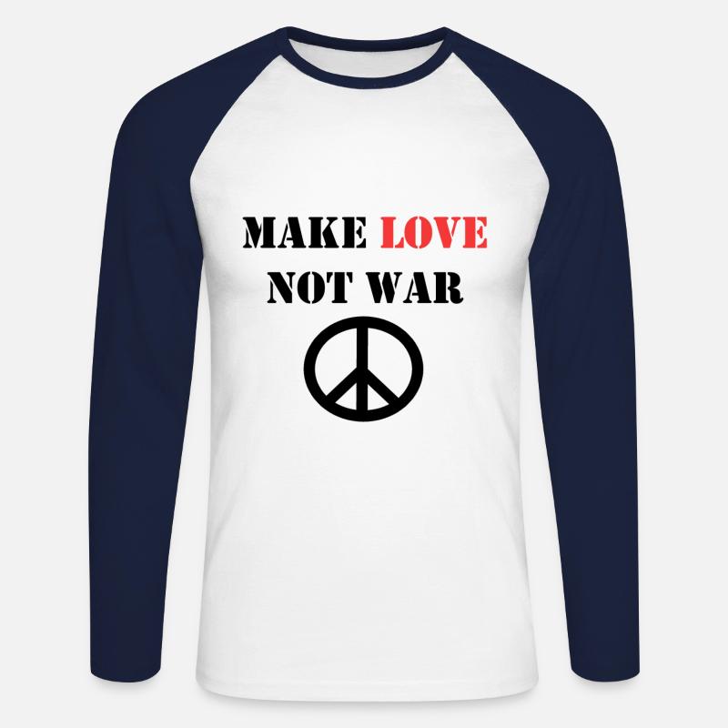 MAKE LOVE NOT WAR - Unisex Baseballshirt langarm - Weiß/Navy