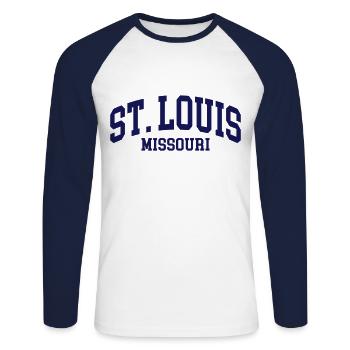 Saint-Louis - T-shirt baseball manches longues Homme - blanc/marine - Devant - Nik (191cm)