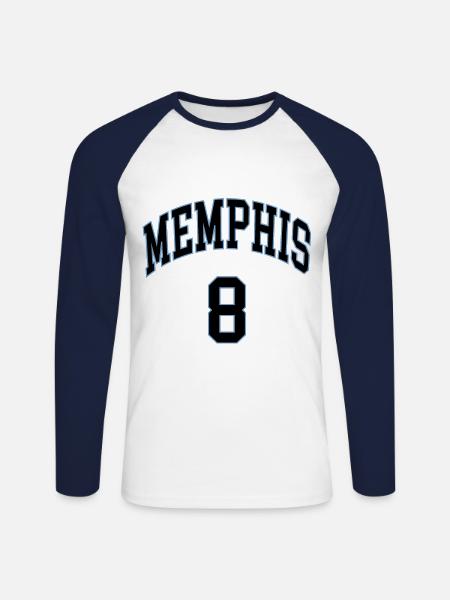 Memphis 8 - Unisex Long Sleeve Baseball T-Shirt - white/navy