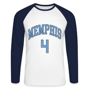 Memphis 4 - Unisex Baseballshirt langarm - Weiß/Navy - Vorne - Nik (191cm)