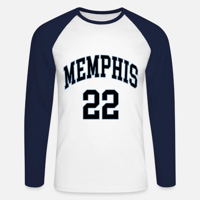 Memphis 22 - Unisex Baseballshirt langarm - Weiß/Navy