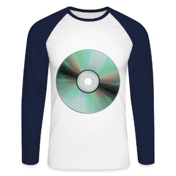 Fld.) CD disque compact musique musique hifi - T-shirt baseball manches longues Homme - blanc/marine - Devant - Nik (191cm)