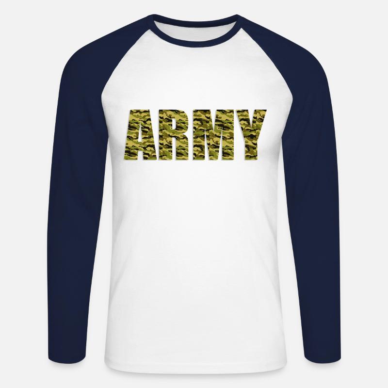Army - Unisex Baseballshirt langarm - Weiß/Navy
