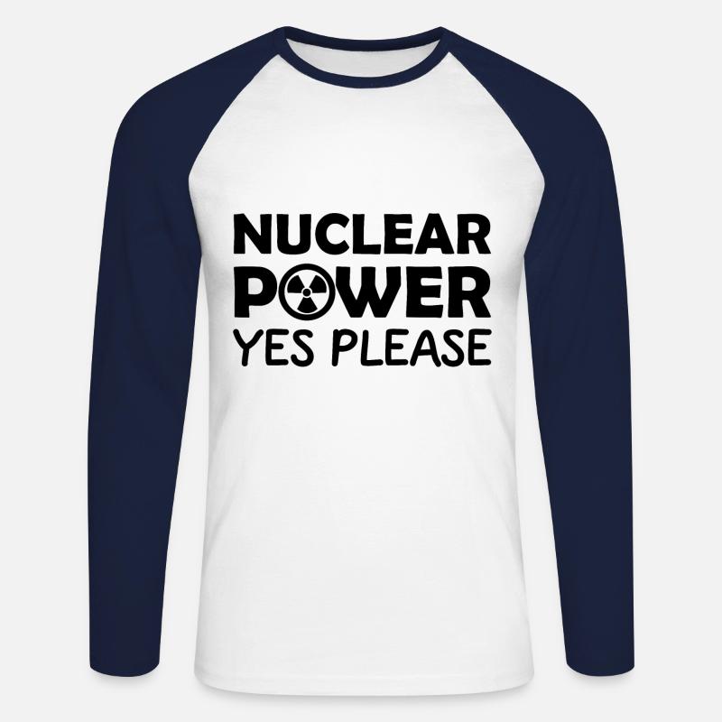 Atomkraft, Ja bitte, Kernenergie - Unisex Baseballshirt langarm - Weiß/Navy