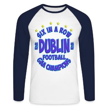 Dublin GAA All Ireland Champions - T-shirt baseball manches longues Homme - blanc/marine - Devant - Nik (191cm)