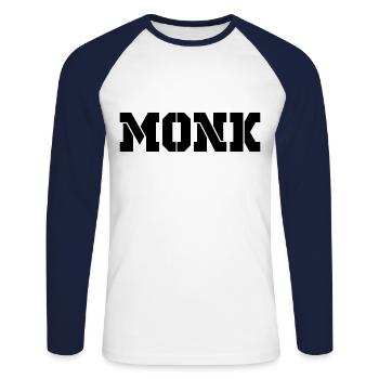 MONK black - T-shirt baseball manches longues Homme - blanc/marine - Devant - Nik (191cm)
