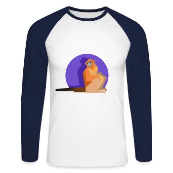Snubnose d’or - T-shirt baseball manches longues Homme - blanc/marine - Devant - Nik (191cm)