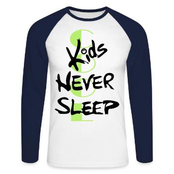 cool kids never sleep - Unisex Long Sleeve Baseball T-Shirt - white/navy - Front - Nik (191cm)