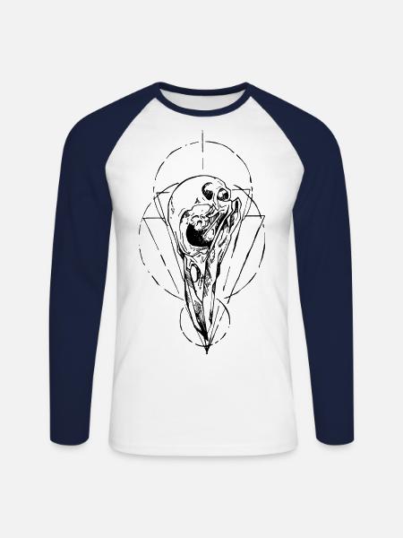 corbeau - T-shirt baseball manches longues Homme - blanc/marine