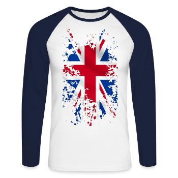 Union Jack - T-shirt baseball manches longues Homme - blanc/marine - Devant - Nik (191cm)