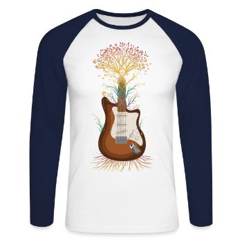 Guitar Graphic Guitar Player Rock Band Member Musi - Unisex Baseballshirt langarm - Weiß/Navy - Vorne - Nik (191cm)