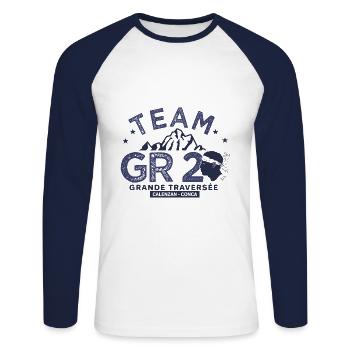 GR 20 randonnee gr 20 team randonnée Corse - T-shirt baseball manches longues Homme - blanc/marine - Devant - Nik (191cm)