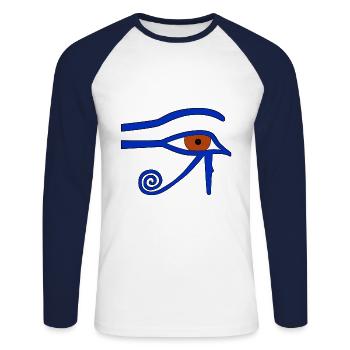 Egyptian Ujat Eye - Unisex Long Sleeve Baseball T-Shirt - white/navy - Front - Nik (191cm)