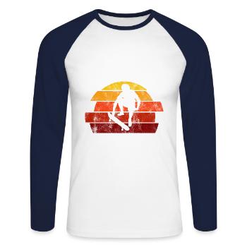 Skateboarder Skateboard Skater Skate Skateing - Unisex Long Sleeve Baseball T-Shirt - white/navy - Front - Nik (191cm)