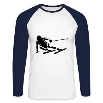 Ski, ski - T-shirt baseball manches longues Homme - blanc/marine - Devant - Nik (191cm)