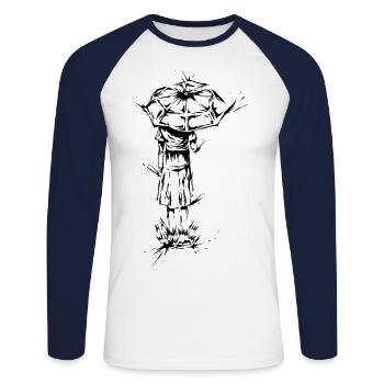 Woman in the rain - Unisex Long Sleeve Baseball T-Shirt - white/navy - Front - Nik (191cm)