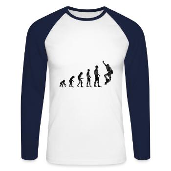 Evolution Skateboarder Skateboard Skater Skate - Unisex Baseballshirt langarm - Weiß/Navy - Vorne - Nik (191cm)