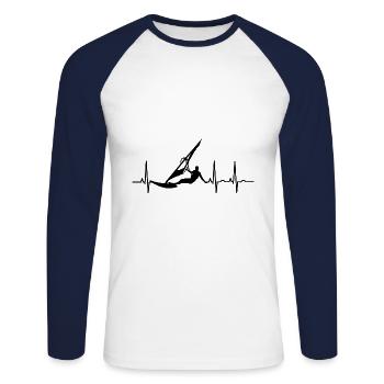 Windsurfing Windsurfen Surfen Retro Windsurfer EKG - Unisex Baseballshirt langarm - Weiß/Navy - Vorne - Nik (191cm)