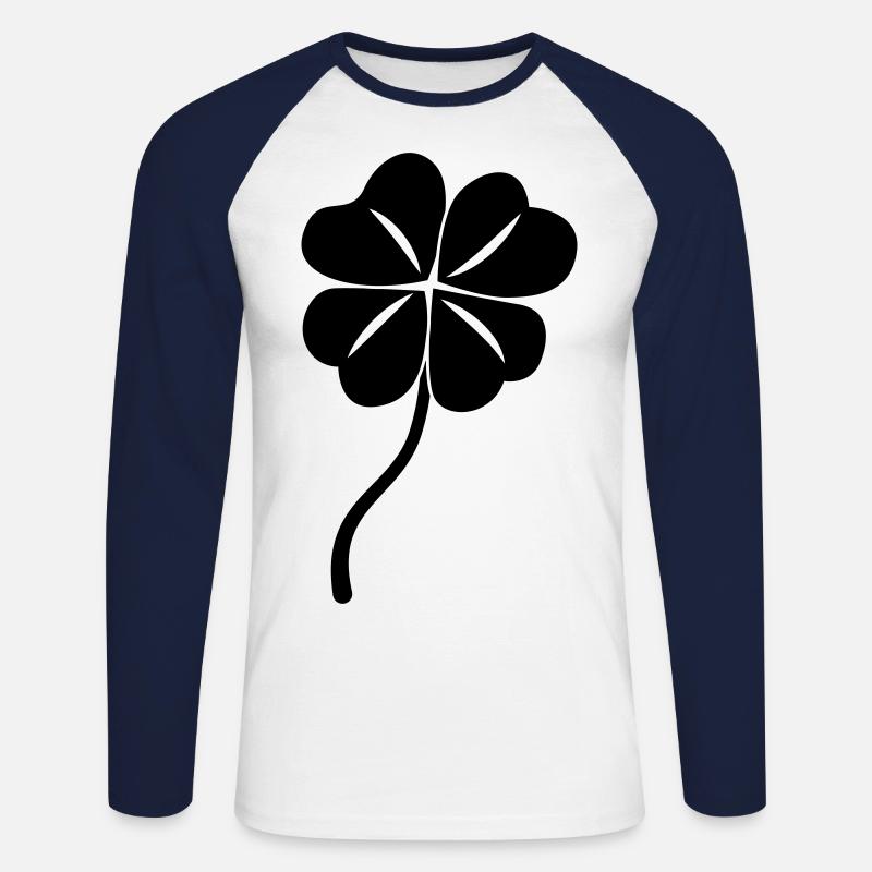 Kleeblatt glück - Unisex Baseballshirt langarm - Weiß/Navy