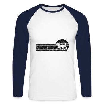 Trotter trotting races in retro or vintage style - Unisex Long Sleeve Baseball T-Shirt - white/navy - Front - Nik (191cm)