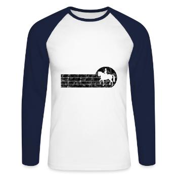 Dressage Cavalier de dressage Cheval d’équitation - T-shirt baseball manches longues Homme - blanc/marine - Devant - Nik (191cm)