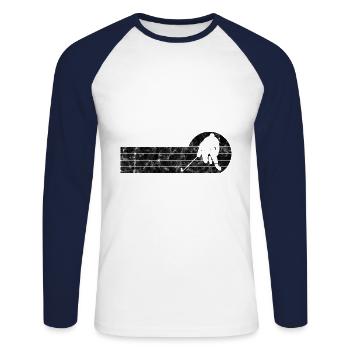 Ice hockey in retro or vintage style for children - Unisex Long Sleeve Baseball T-Shirt - white/navy - Front - Nik (191cm)