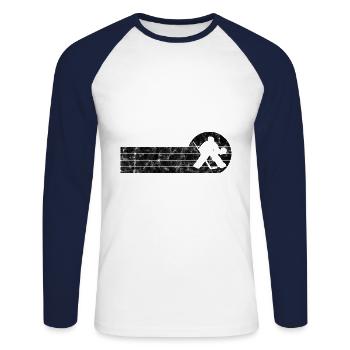Ice hockey in retro or vintage style for children - Unisex Long Sleeve Baseball T-Shirt - white/navy - Front - Nik (191cm)