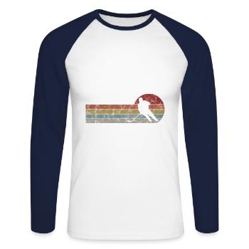 Ice hockey in retro or vintage style for children - Unisex Long Sleeve Baseball T-Shirt - white/navy - Front - Nik (191cm)