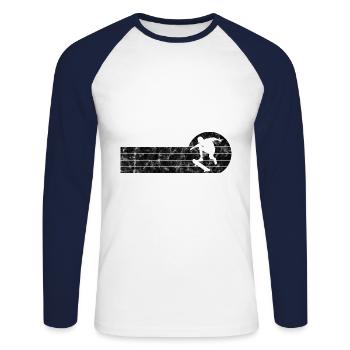Skateboarder Skateboard Skater Skate Skateing - T-shirt baseball manches longues Homme - blanc/marine - Devant - Nik (191cm)