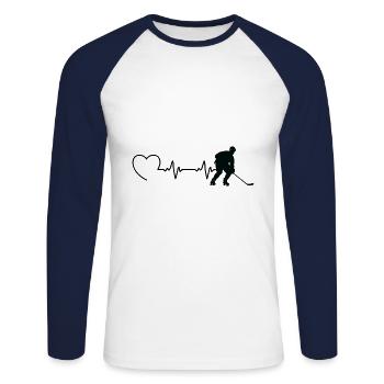 Eishockey im Herzschlag Style für Kinder - Unisex Baseballshirt langarm - Weiß/Navy - Vorne - Nik (191cm)