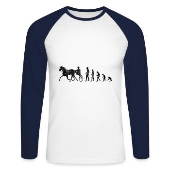 Trotter trotting races in Evolution Style - Unisex Long Sleeve Baseball T-Shirt - white/navy - Front - Nik (191cm)