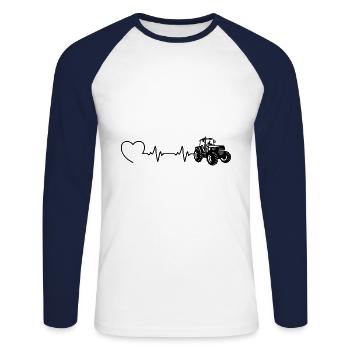 Traktor EKG Trecker Traktoren Bauer Bauernhof - Unisex Baseballshirt langarm - Weiß/Navy - Vorne - Nik (191cm)