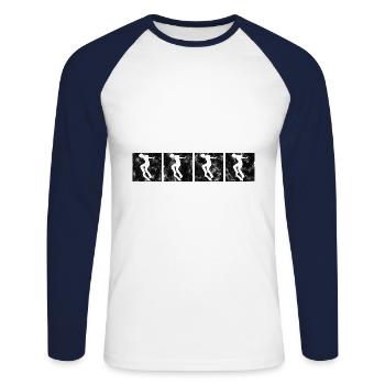 Skateboarder Skateboard Skater Skate Skateing - T-shirt baseball manches longues Homme - blanc/marine - Devant - Nik (191cm)