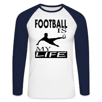 Football play soccer player soccer game sport - Unisex Long Sleeve Baseball T-Shirt - white/navy - Front - Nik (191cm)