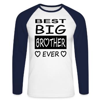 Großer Bruder Geschenk bester Bruder Big Brother - Unisex Baseballshirt langarm - Weiß/Navy - Vorne - Nik (191cm)