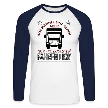 LKW Fahrer ich liebe LKW fahren Spruch Geschenk - Unisex Baseballshirt langarm - Weiß/Navy - Vorne - Nik (191cm)