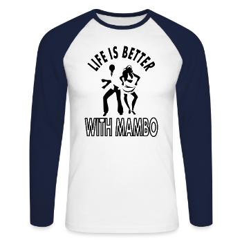 Danse mambo danseur mambo danseur danse couple - T-shirt baseball manches longues Homme - blanc/marine - Devant - Nik (191cm)