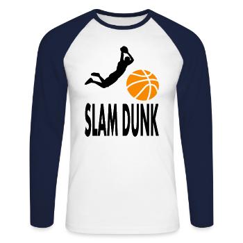 Basket- slamdunk jouer au basket- - T-shirt baseball manches longues Homme - blanc/marine - Devant - Nik (191cm)